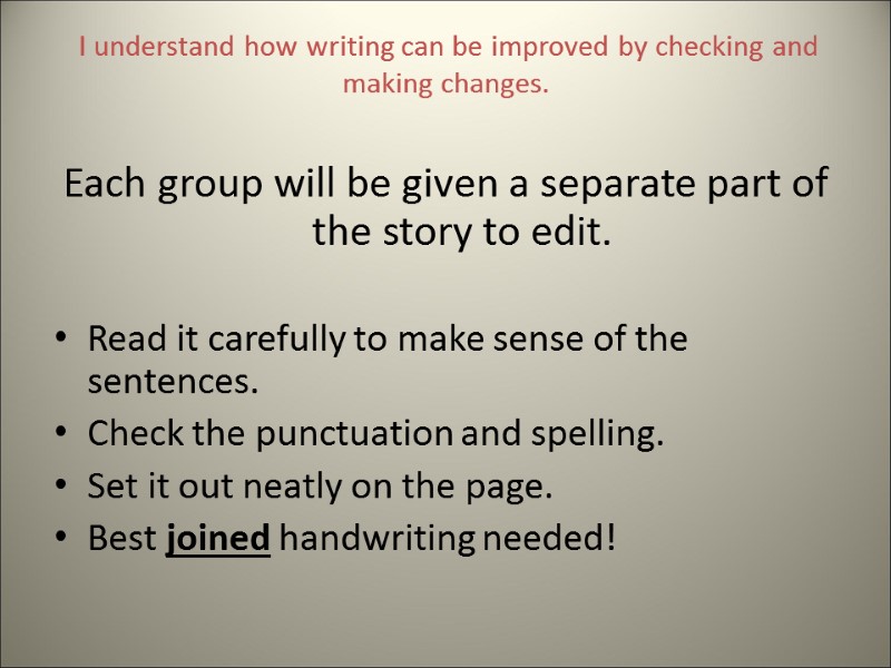 I understand how writing can be improved by checking and making changes.  Each